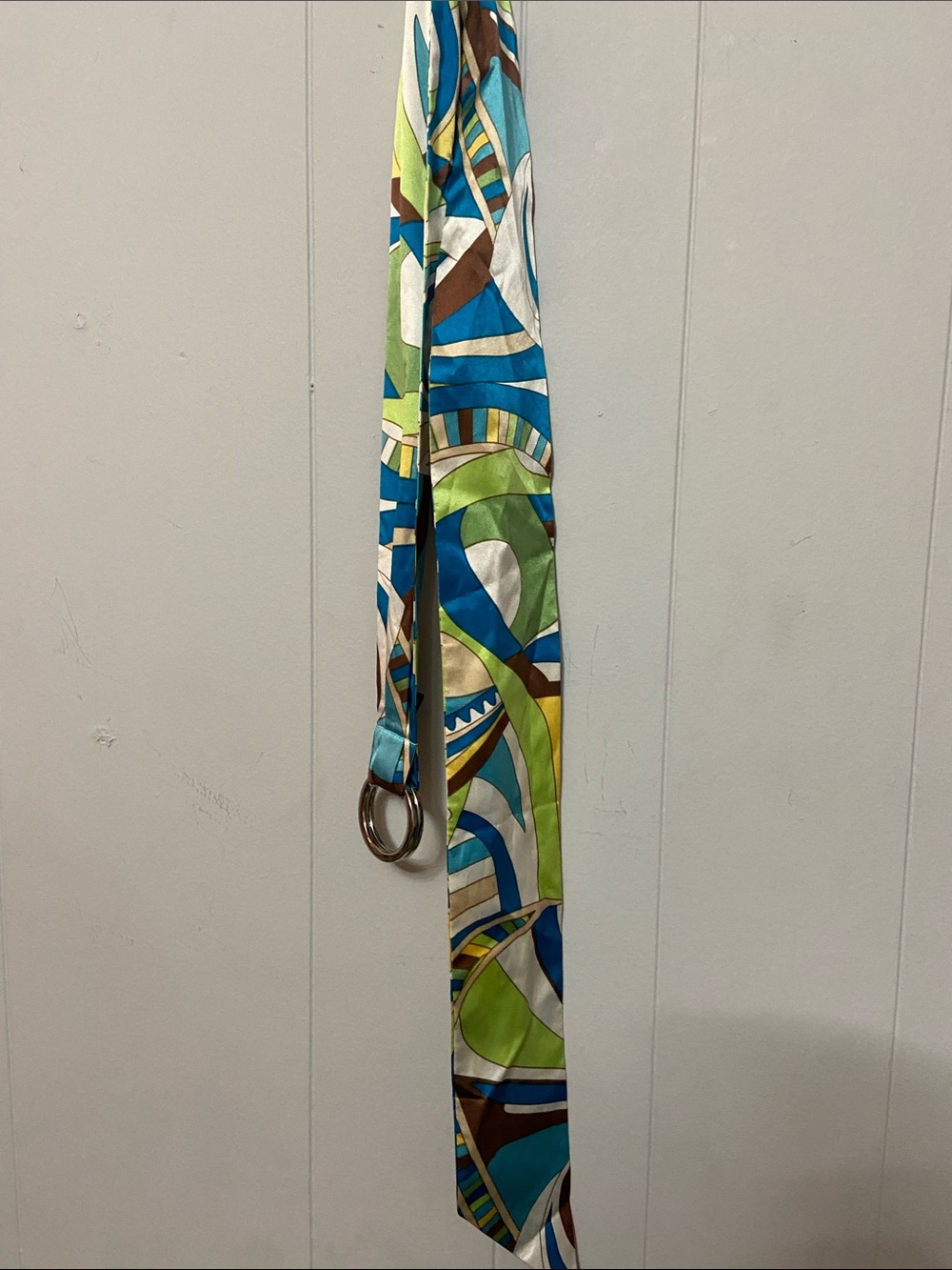 The Limited Abstract Print Ring-Belt Sash - Blue, Green & Brown Sill
